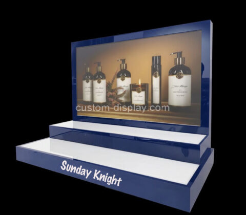 Custom acrylic retail 2 tiers skincare LED display props