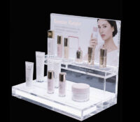 Custom acrylic 2 tiers skincare display props CSM-878 Custom acrylic 2 tiers skincare display props