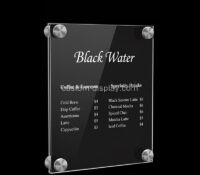 Custom acrylic wall coffee shop menu holder CSS-358 Custom acrylic wall coffee shop menu holder