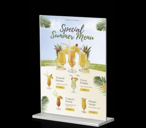 Custom acrylic beverage menu holder