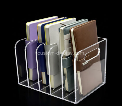 Custom acrylic 5 vertical compartments notebook holders