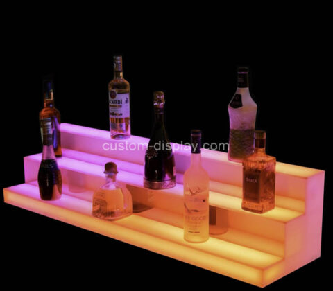 Custom acrylic 3 tiers LED wine bottles stand