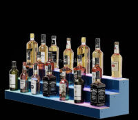 Custom acrylic 3 tiers LED liquor bottles display shelf CSL-266 Custom acrylic 3 tiers LED liquor bottles display shelf