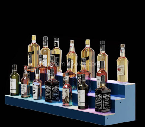 Custom acrylic 3 tiers LED liquor bottles display shelf