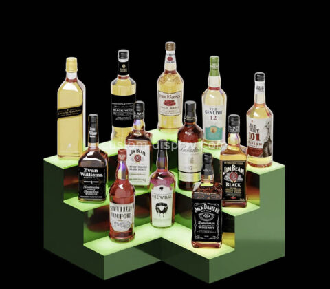 Custom acrylic 3 tiers LED corner wine racks