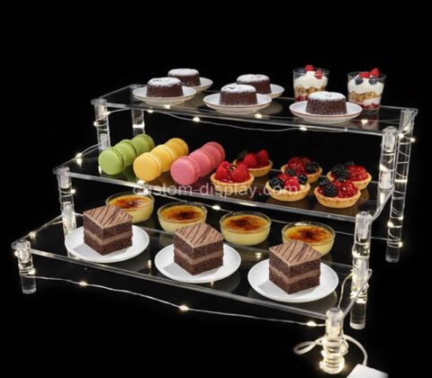 Custom acrylic 3 tiers LED dessert display risers