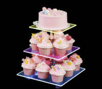 Custom acrylic 3 tiers LED cake tower CSL-270 Custom acrylic 3 tiers LED cake tower