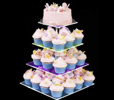 Custom acrylic 4 tiers LED parties cake tower