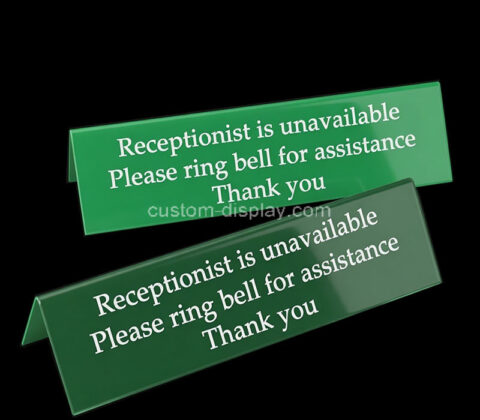Custom acrylic V shape receptionist sign holder