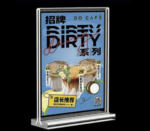 Custom acrylic coffee shop menu holder