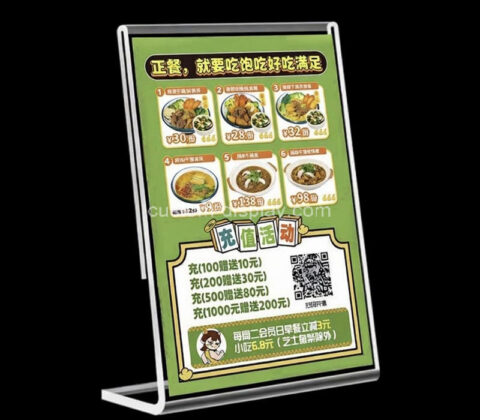 Custom acrylic restaurant table top menu holder