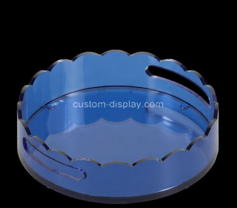 Custom acrylic scalloped round tray with handles
