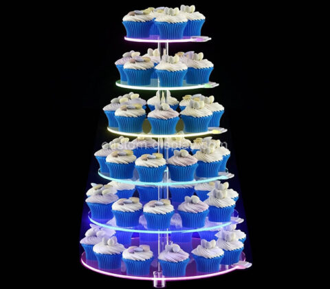 Custom acrylic 6 tiers round LED cupcake tower