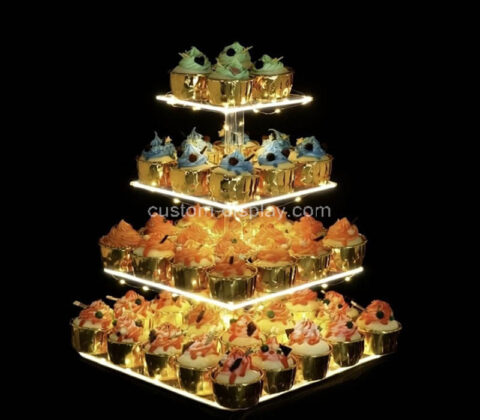 Custom acrylic 4 tiers party LED cupcake tower