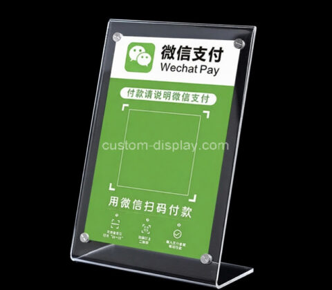 Custom acrylic countertop payment scanning sign holder