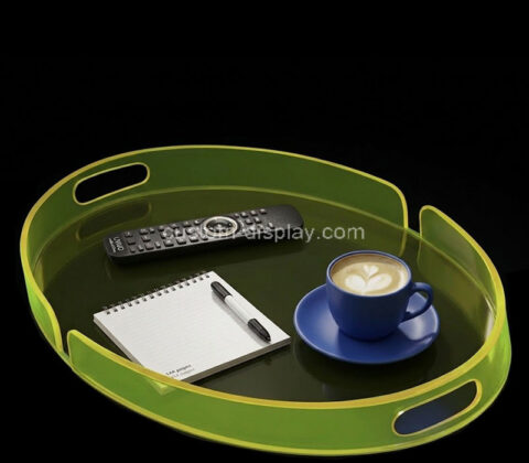 Custom plexiglass round coffee serving tray