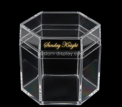 Custom acrylic hexagon display box with lid