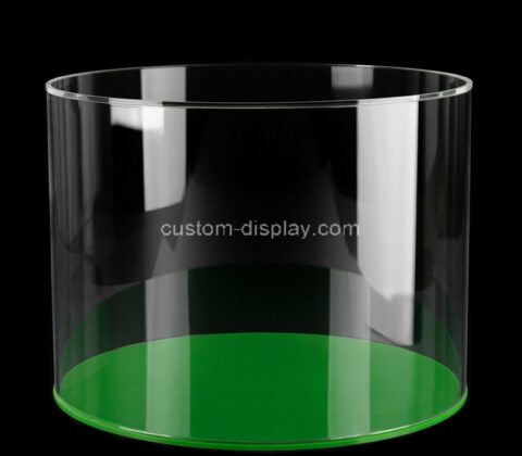 Custom acrylic cylinder display box with green base