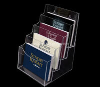 Custom acrylic 4 tiers magazine brochure holder CSB-617 Custom acrylic 4 tiers magazine brochure holder