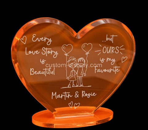 Custom acrylic heart shaped valentine gift block