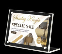 Custom acrylic L shape magnetic sign holder CSS-377 Custom acrylic L shape magnetic sign holder