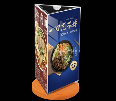 Custom acrylic 3 sides rotating menu holder