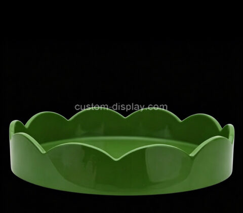 Custom round plexiglass scalloped edge organizer tray