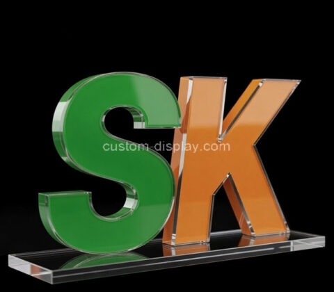 Custom acrylic desk business branding logo sign block