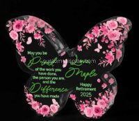 Custom acrylic retirement butterfly shaped gift block CCA-328 Custom acrylic retirement butterfly shaped gift block