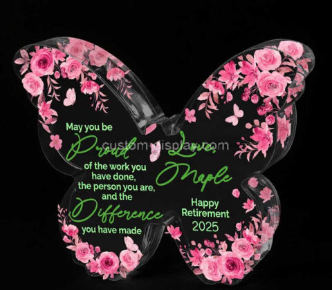 Custom acrylic retirement butterfly shaped gift block