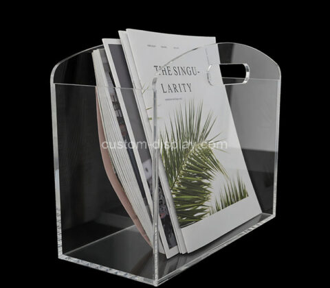 Custom acrylic desktop magazine holder with handles