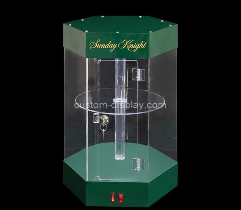 Custom hexagon acrylic revolving LED display cabinet
