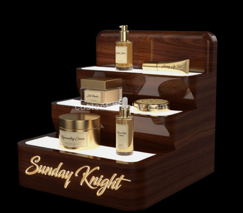 Custom acrylic 3 tiers illuminated skincare display prop