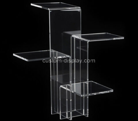 Custom acrylic tiered display riser with 4 platforms