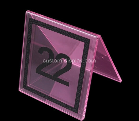 Custom acrylic V shaped table number sign