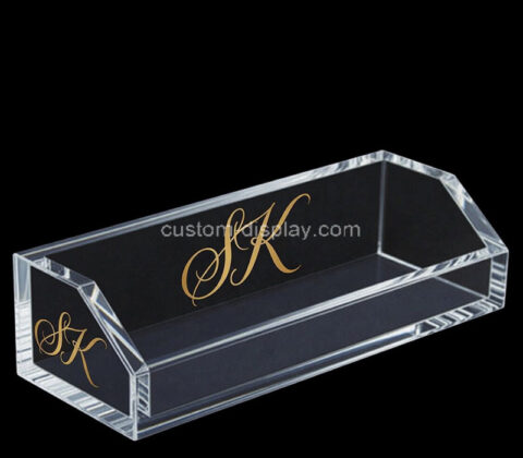 Custom plexiglass countertop tray with slant side