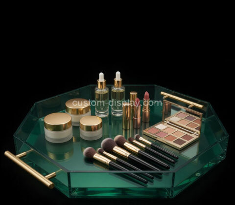 Custom plexiglass octagon makeup organizer tray