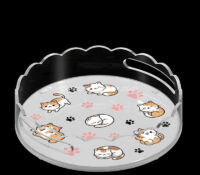 Custom scalloped round acrylic tray with handles CST-325 Custom scalloped round acrylic tray with handles