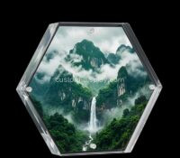 Custom hexagon acrylic magnetic photo block CCA-335 Custom hexagon acrylic magnetic photo block
