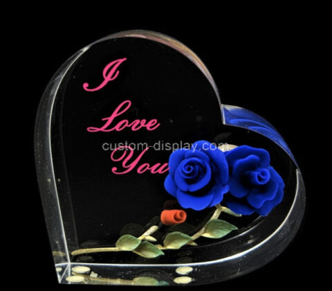 Custom heart shaped acrylic gift block paperweight