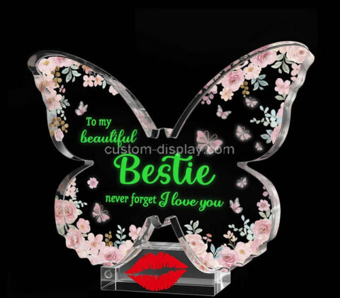 Custom butterfly shaped acrylic gift block