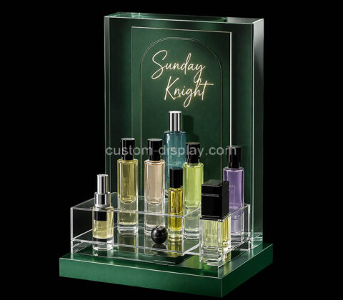 Custom acrylic rose gold makeup oil display stand
