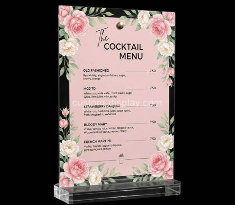 Custom acrylic cocktail menu stand sign