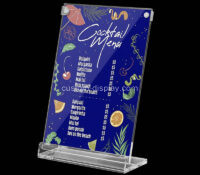 Custom acrylic tabletop cocktail menu sign holder CSS-392 Custom acrylic tabletop cocktail menu sign holder