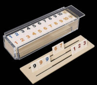 Custom acrylic rummy tile set game box with racks CSA-1898 Custom acrylic rummy tile set game box with racks