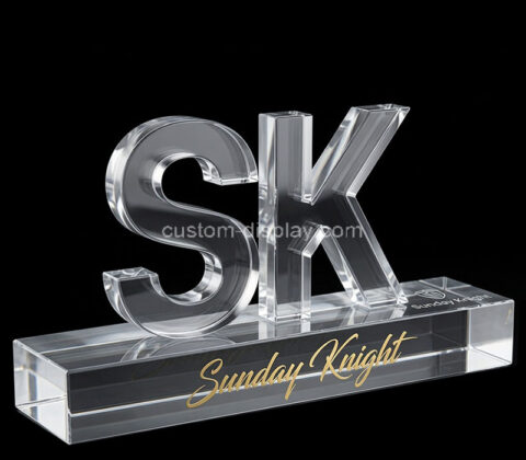Custom acrylic logo branding block with base