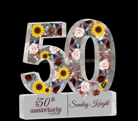 Custom acrylic company 50th anniversary gift block