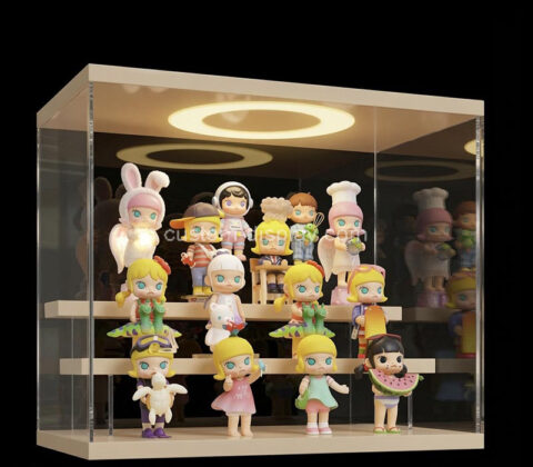 Custom acrylic 3 tiers collectibles LED display cabinet
