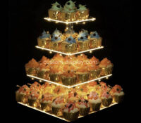 Custom acrylic 4 tiers cupcake LED display tower stand CSL-297 Custom acrylic 4 tiers cupcake LED display tower stand