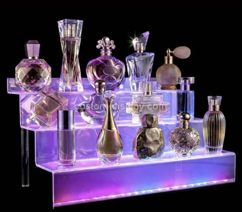 Custom acrylic 3 tiers perfume LED display riser shelf